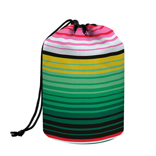 Colorful Mexican Serape Stripe Print Drawstring Makeup Bag