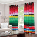 Colorful Mexican Serape Stripe Print Extra Wide Grommet Curtains