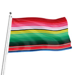 Colorful Mexican Serape Stripe Print Flag