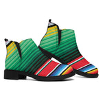 Colorful Mexican Serape Stripe Print Flat Ankle Boots
