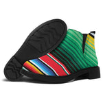 Colorful Mexican Serape Stripe Print Flat Ankle Boots