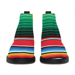 Colorful Mexican Serape Stripe Print Flat Ankle Boots