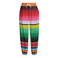 Colorful Mexican Serape Stripe Print Fleece Lined Knit Pants