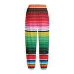 Colorful Mexican Serape Stripe Print Fleece Lined Knit Pants
