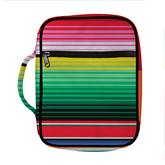 Colorful Mexican Serape Stripe Print Front Pocket Bible Bag