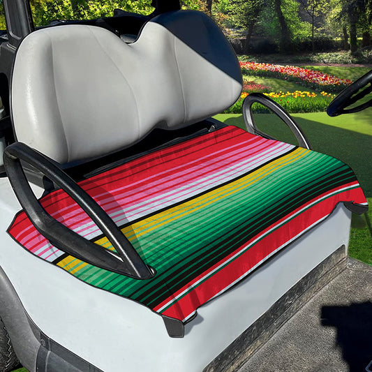 Colorful Mexican Serape Stripe Print Golf Cart Seat Cover