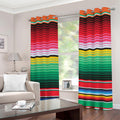 Colorful Mexican Serape Stripe Print Grommet Curtains