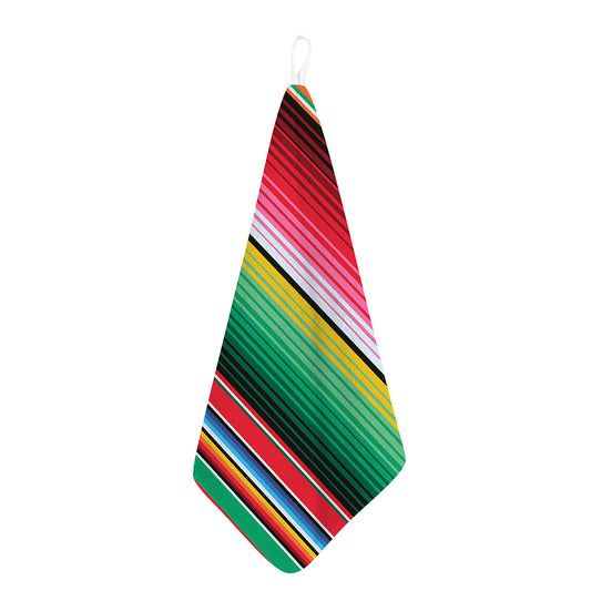 Colorful Mexican Serape Stripe Print Hand Towel