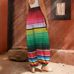 Colorful Mexican Serape Stripe Print Harem Pants
