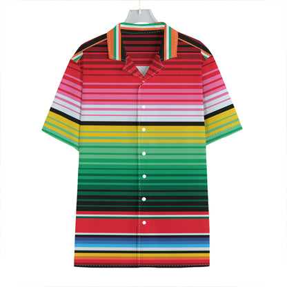 Colorful Mexican Serape Stripe Print Hawaiian Shirt