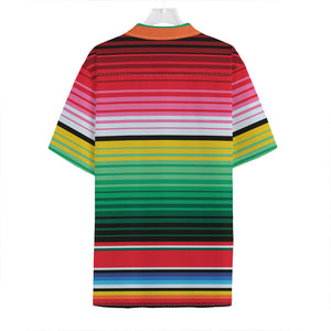 Colorful Mexican Serape Stripe Print Hawaiian Shirt