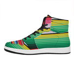 Colorful Mexican Serape Stripe Print High Top Leather Sneakers