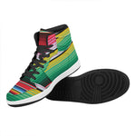 Colorful Mexican Serape Stripe Print High Top Leather Sneakers