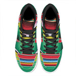 Colorful Mexican Serape Stripe Print High Top Leather Sneakers