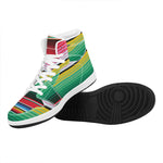 Colorful Mexican Serape Stripe Print High Top Leather Sneakers