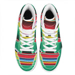 Colorful Mexican Serape Stripe Print High Top Leather Sneakers