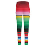 Colorful Mexican Serape Stripe Print High-Waisted Pocket Leggings
