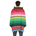 Colorful Mexican Serape Stripe Print Hoodie Blanket