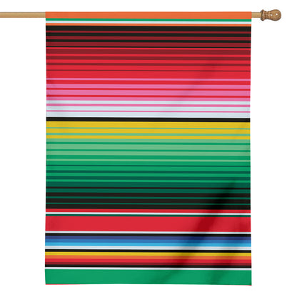 Colorful Mexican Serape Stripe Print House Flag