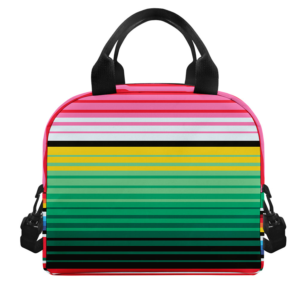 Colorful Mexican Serape Stripe Print Insulated Lunch Bag