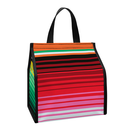 Colorful Mexican Serape Stripe Print Insulated Lunch Tote