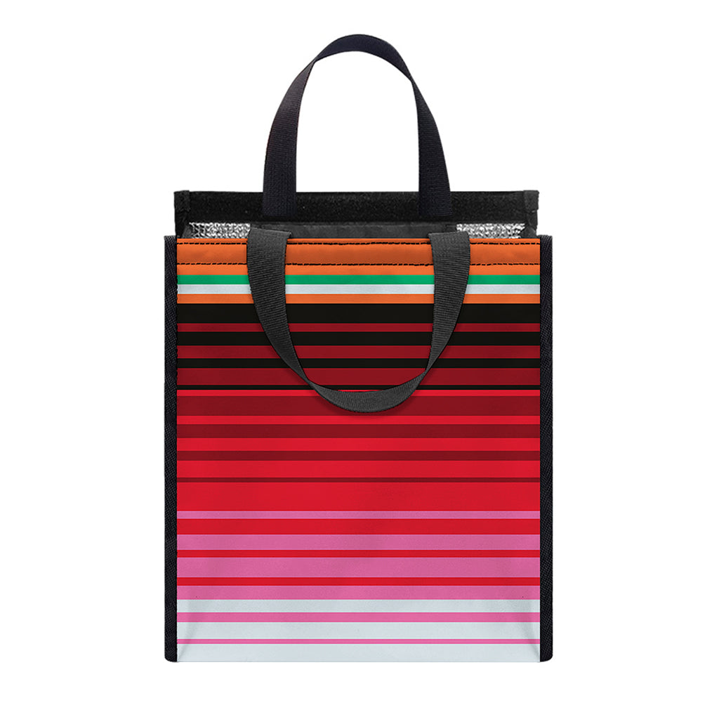 Colorful Mexican Serape Stripe Print Insulated Lunch Tote