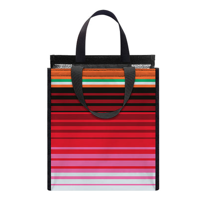 Colorful Mexican Serape Stripe Print Insulated Lunch Tote