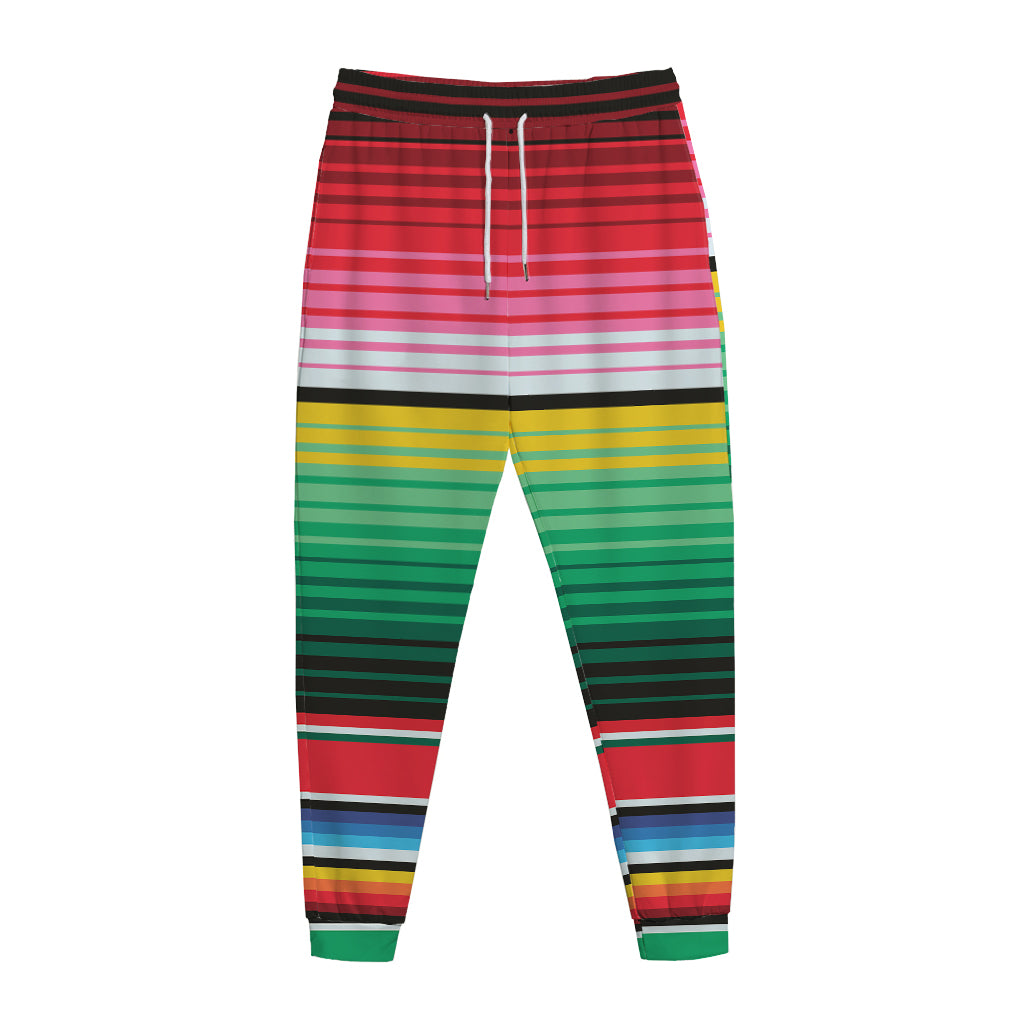 Colorful Mexican Serape Stripe Print Jogger Pants