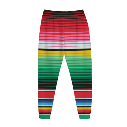 Colorful Mexican Serape Stripe Print Jogger Pants