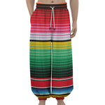 Colorful Mexican Serape Stripe Print Lantern Pants