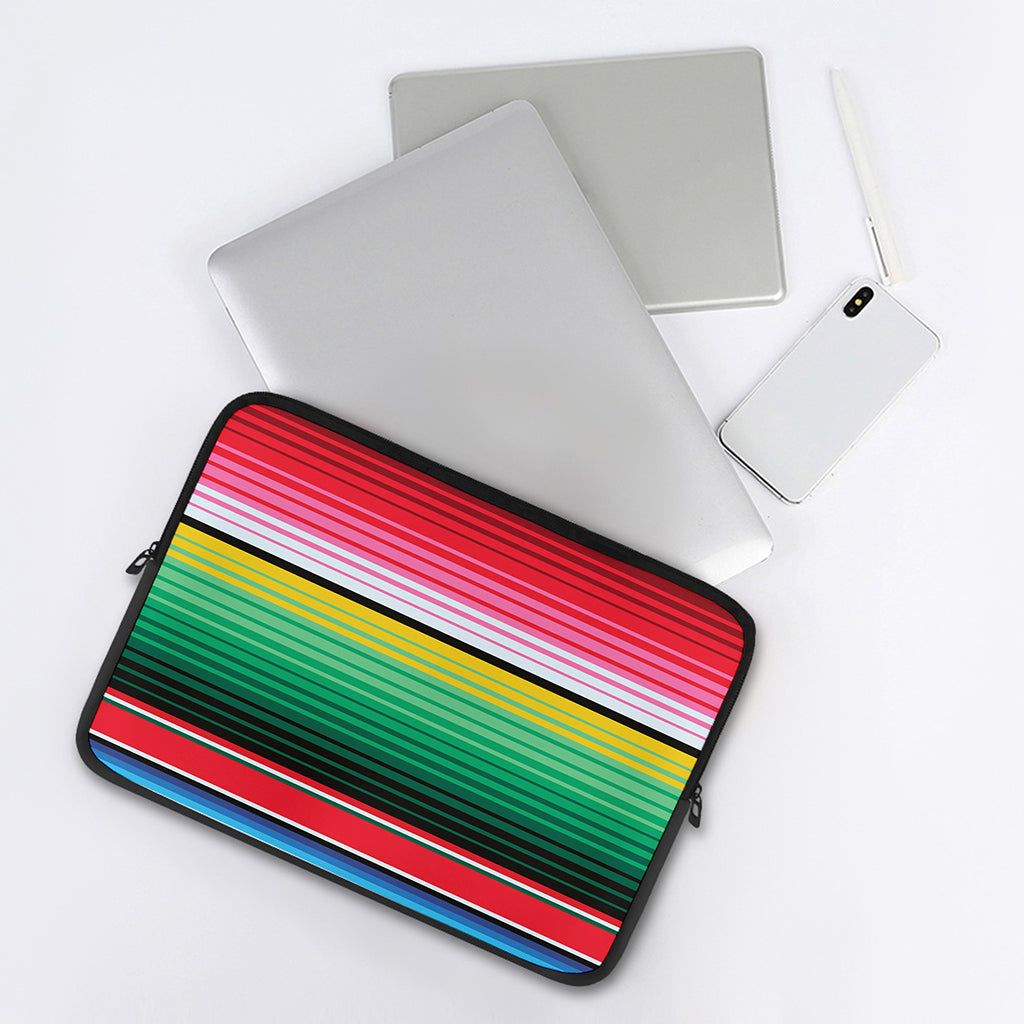 Colorful Mexican Serape Stripe Print Laptop Sleeve