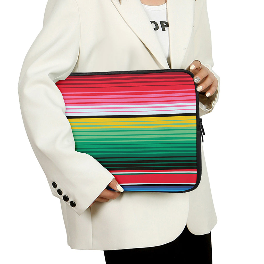 Colorful Mexican Serape Stripe Print Laptop Sleeve