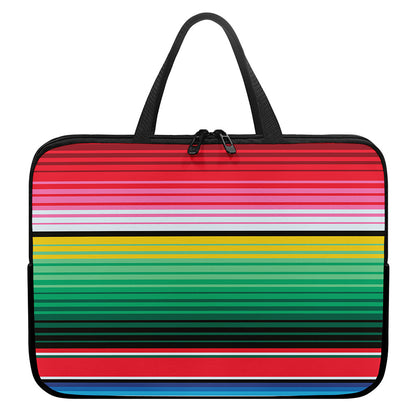 Colorful Mexican Serape Stripe Print Laptop Sleeve With Handle