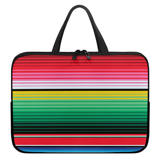 Colorful Mexican Serape Stripe Print Laptop Sleeve With Handle
