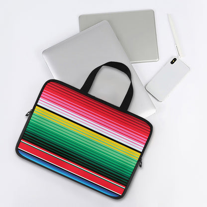 Colorful Mexican Serape Stripe Print Laptop Sleeve With Handle