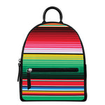 Colorful Mexican Serape Stripe Print Leather Backpack