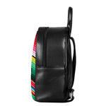 Colorful Mexican Serape Stripe Print Leather Backpack