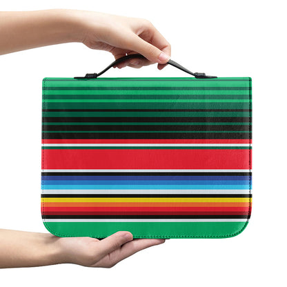 Colorful Mexican Serape Stripe Print Leather Bible Cover