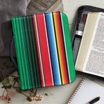 Colorful Mexican Serape Stripe Print Leather Bible Cover