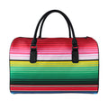 Colorful Mexican Serape Stripe Print Leather Duffel Bag