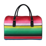 Colorful Mexican Serape Stripe Print Leather Duffle Bag