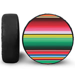 Colorful Mexican Serape Stripe Print Leather Spare Tire Cover