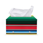Colorful Mexican Serape Stripe Print Leather Tissue Box Cover