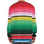 Colorful Mexican Serape Stripe Print Long Sleeve Baseball Jersey