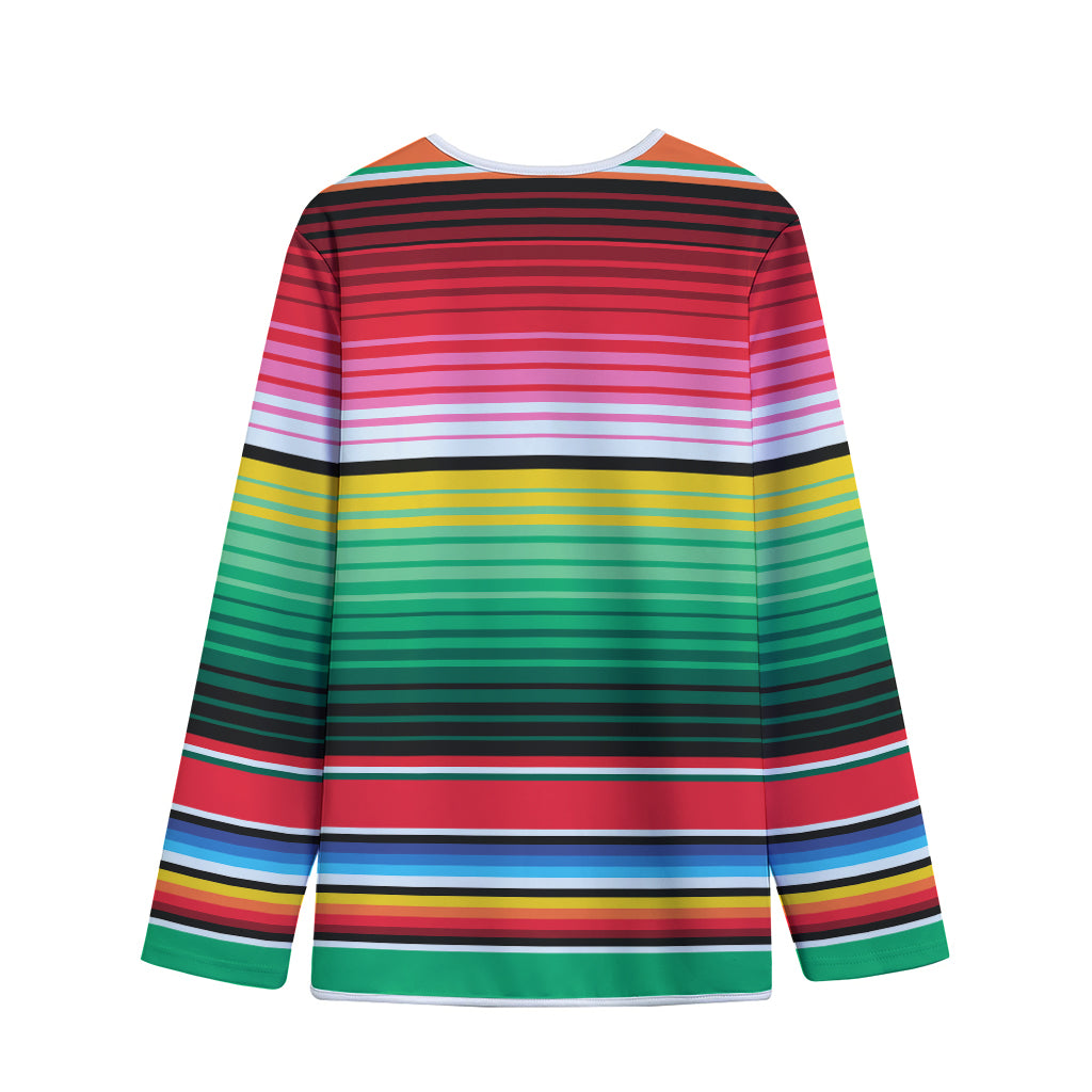 Colorful Mexican Serape Stripe Print Long Sleeve Short Coat