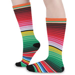 Colorful Mexican Serape Stripe Print Long Socks