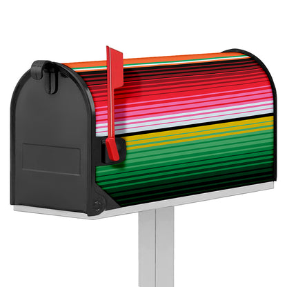 Colorful Mexican Serape Stripe Print Mailbox Cover