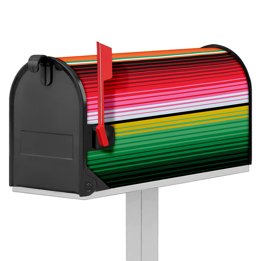 Colorful Mexican Serape Stripe Print Mailbox Cover