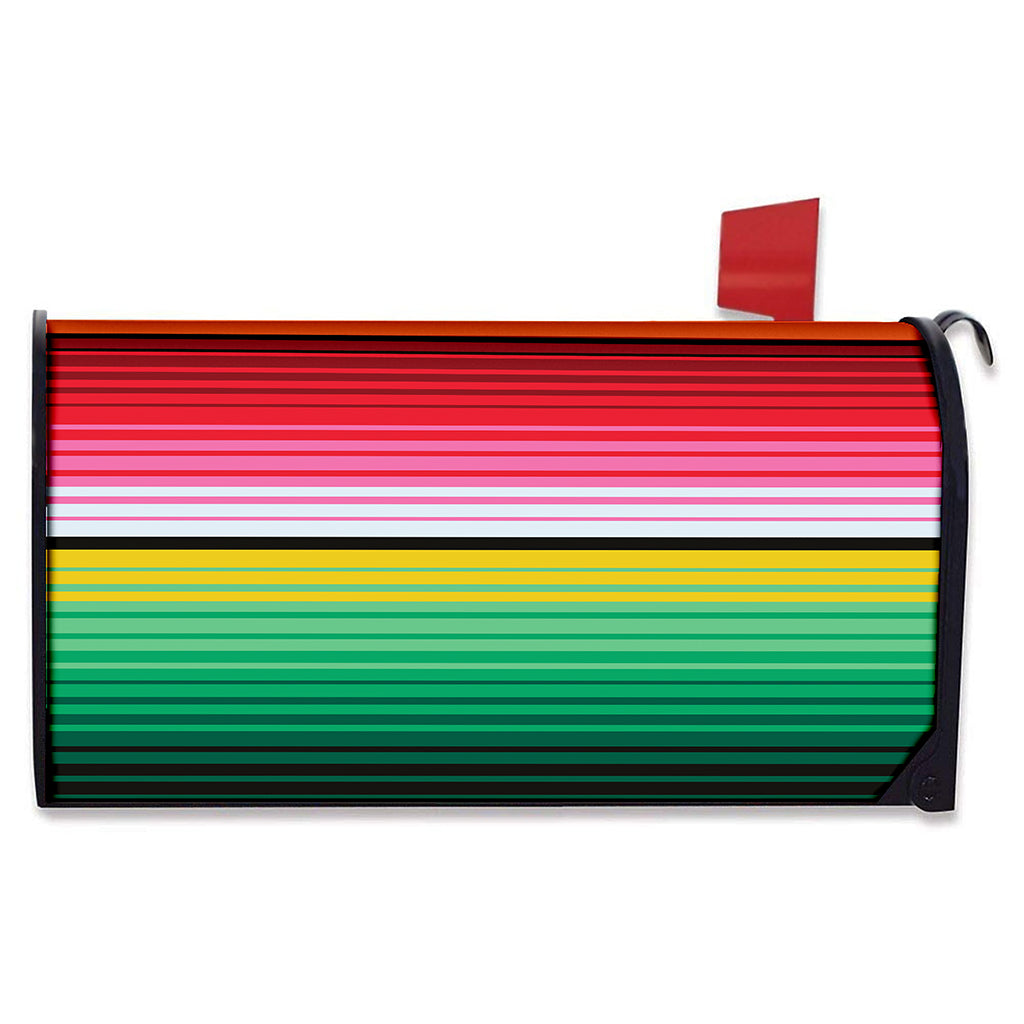 Colorful Mexican Serape Stripe Print Mailbox Cover