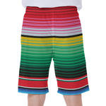Colorful Mexican Serape Stripe Print Men's Beach Shorts
